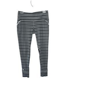 Athleta Relay Striped Gray Black Leggings Tights Size Small